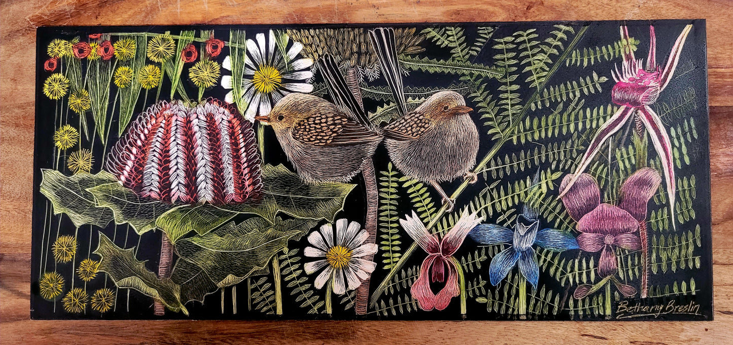 Paper giclee print 'Wildflower and wren'