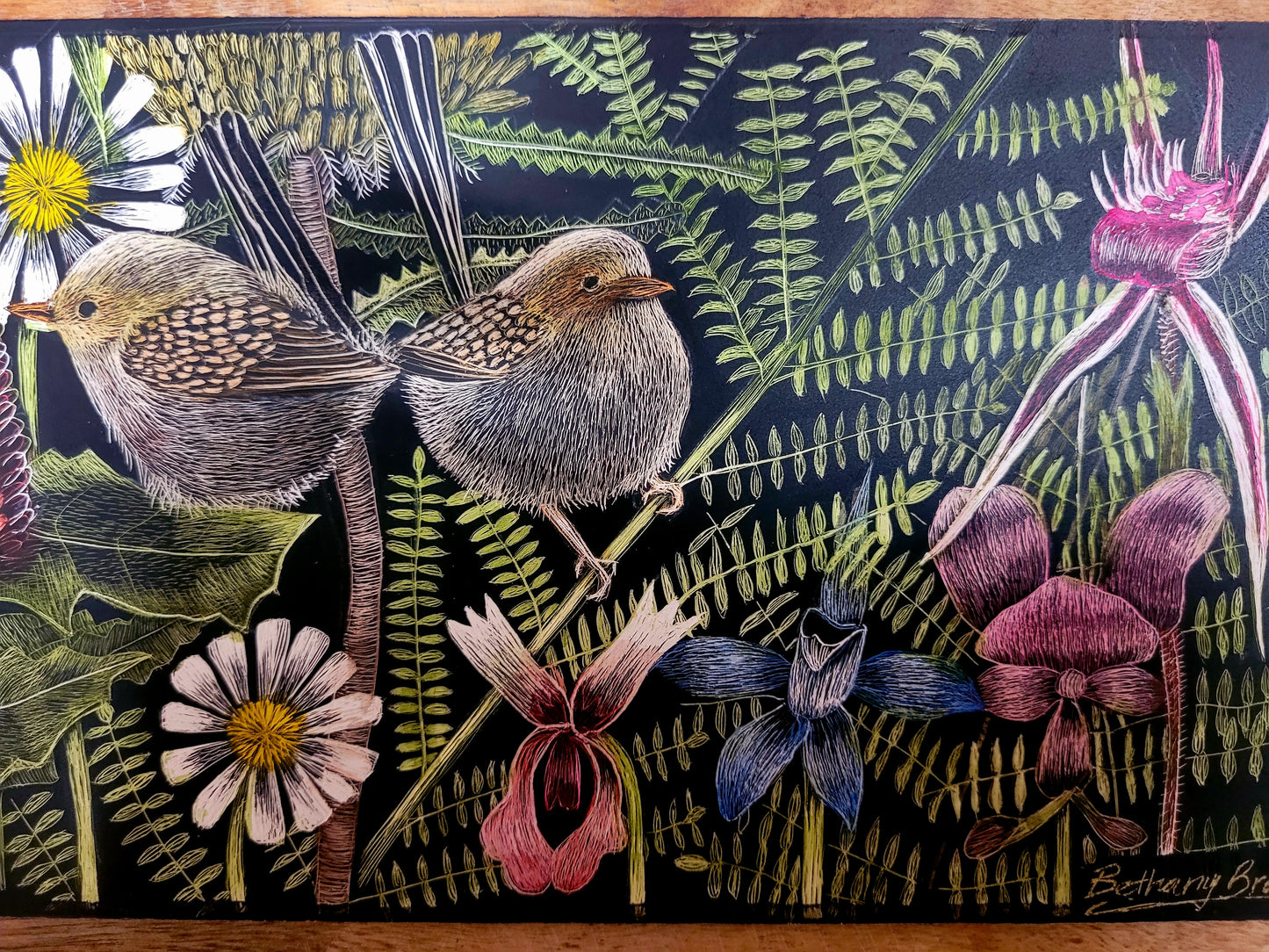 Original painting Little Fairy wrens